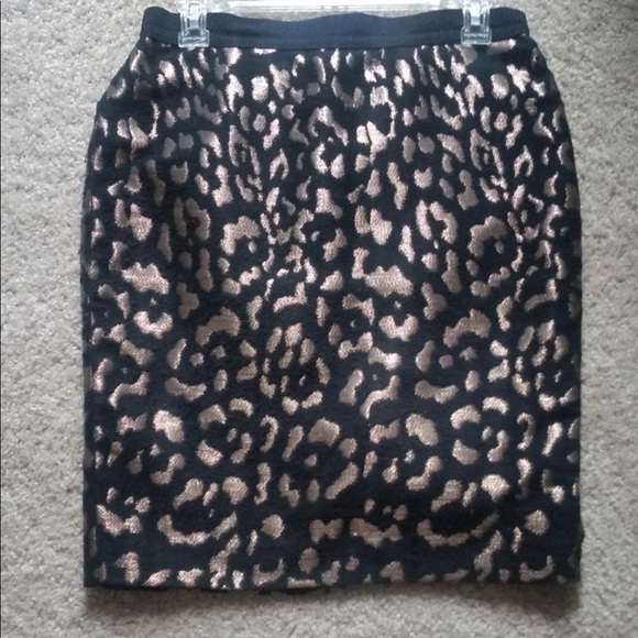 ANN TAYLOR like NEW 4P skirt -black metallic print - Picture 3 of 4